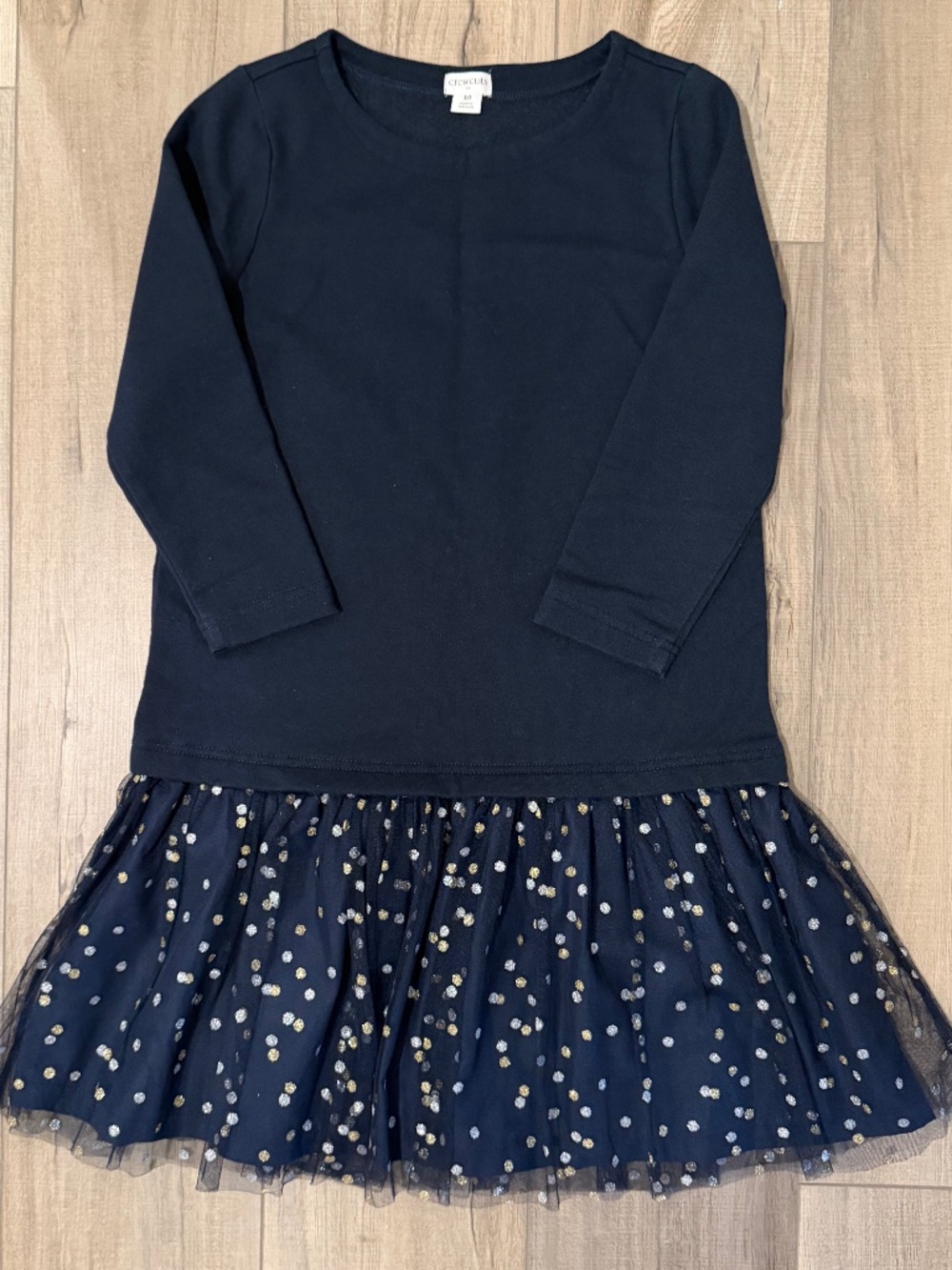 J.Crew Crewcuts Girls Navy Metallic Dot Tulle Dress Size 10